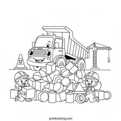 Happy Hauler's Block Bonanza - free printable coloring page