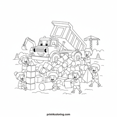 Big Truck Block Party! - free printable coloring page