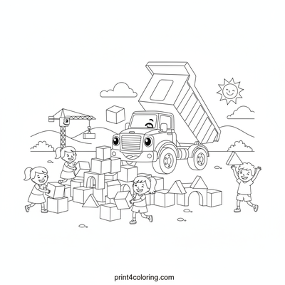 Giant Block Bonanza Dump Truck - free printable coloring page