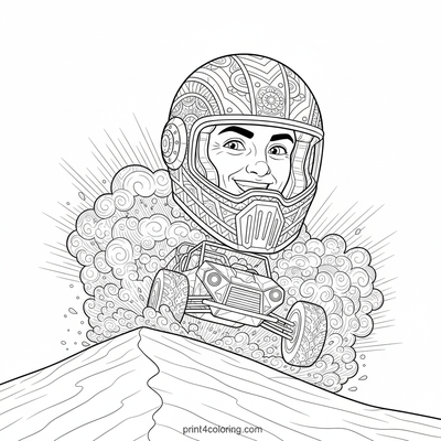 Zentangle Dune Buggy Leap - free printable coloring page