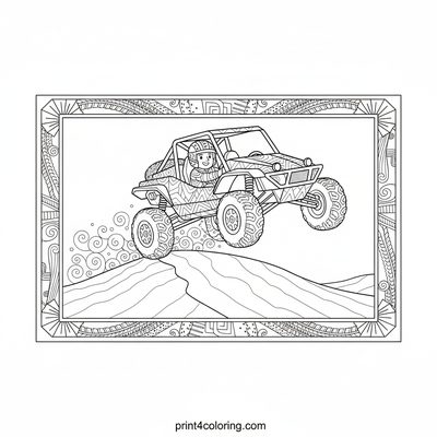 Desert Dash Dune Buggy: Zentangle Thrill Ride - free printable coloring page