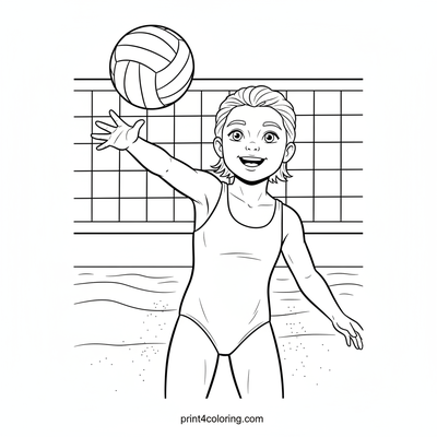Dynamic Beach Volleyball Ace - free printable coloring page