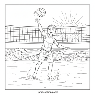 Sunny Serve: Beach Volleyball Ace! - free printable coloring page