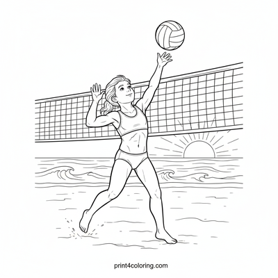 Beach Volleyball Power Serve! - free printable coloring page