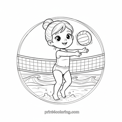 Sunny Serve: Beach Volleyball Ace - free printable coloring page