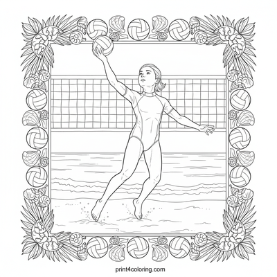 Beach Volleyball Ace: Sunny Serve - free printable coloring page