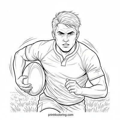 Rugby Champion's Powerful Sprint - free printable coloring page