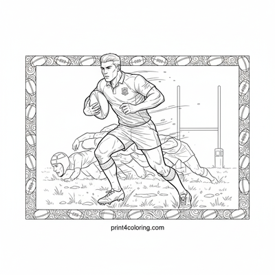 Epic Rugby Sprint: A Detailed Play - free printable coloring page