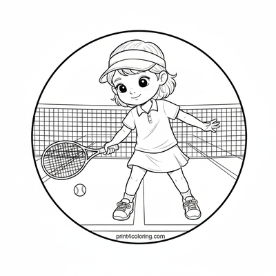 Perfect Drop Shot: Young Tennis Star - free printable coloring page