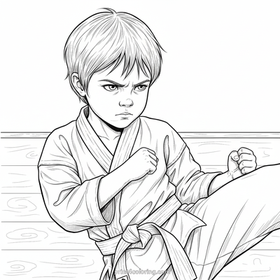 Mastering the High Kick - free printable coloring page