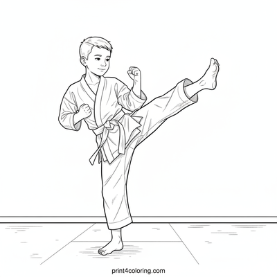 Mastering the High Kick: Karate Focus - free printable coloring page