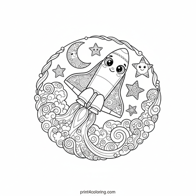Zentangle Rocket's Cosmic Ascent - free printable coloring page