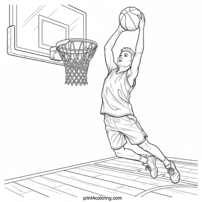 High-Flying Slam Dunk Action - free printable coloring page