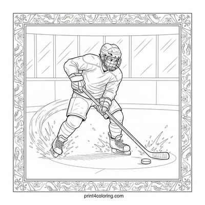 Dynamic Ice Hockey Slapshot - free printable coloring page