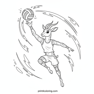 The Dynamic Spike: Mid-Air Volleyball Power! - free printable coloring page