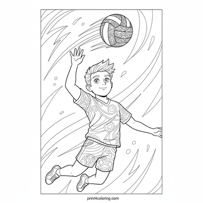 Apex Spike: Mid-Air Volleyball Power! - free printable coloring page