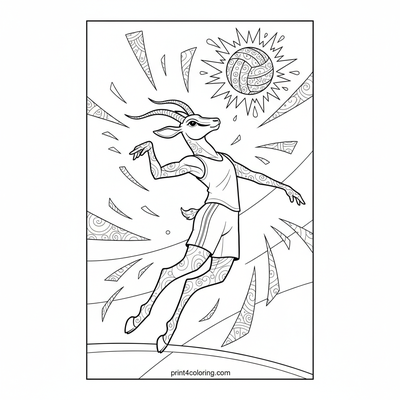 Volleyball Power Spike: Mid-Air Champion - free printable coloring page