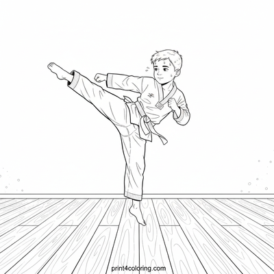 High-Flying Taekwondo Power Kick - free printable coloring page