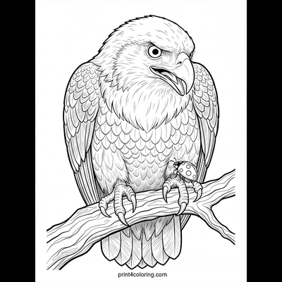 Eagle's Curious Encounter - free printable coloring page