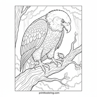Majestic Eagle's Tiny Guest - free printable coloring page