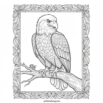 Regal Eagle's Curious Encounter - free printable coloring page