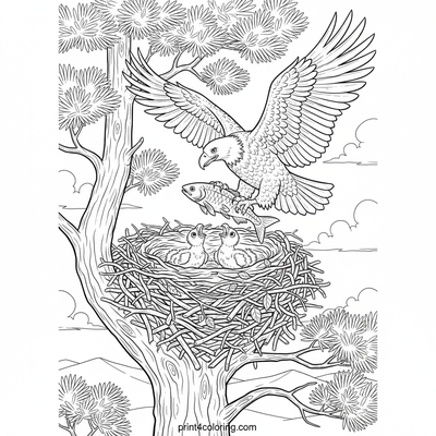 Eagle's Majestic Dinner Delivery - free printable coloring page