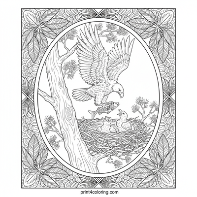 Majestic Eagle Family Dinner - free printable coloring page