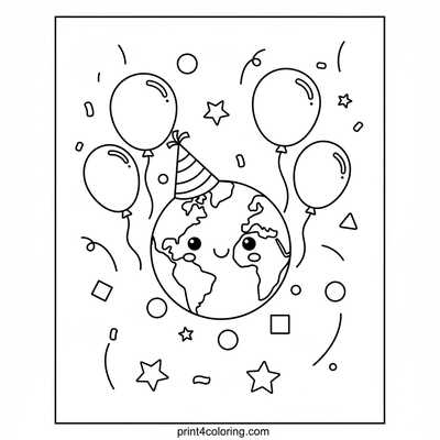 Happy Earth Day Party! - free printable coloring page