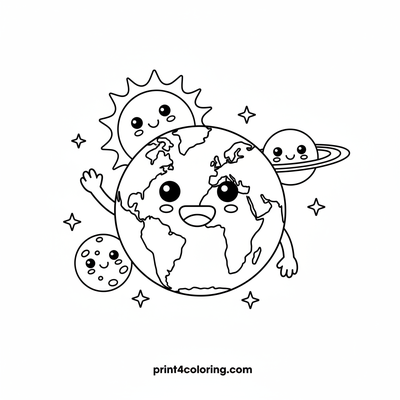 Our Happy Solar System Friends - free printable coloring page