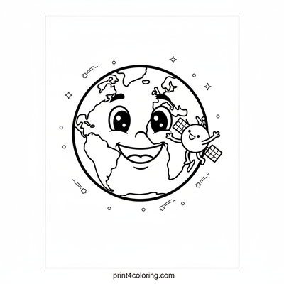 Earth's Cosmic Catch Game - free printable coloring page