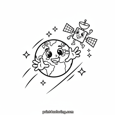 Earth's Cosmic Catch! - free printable coloring page