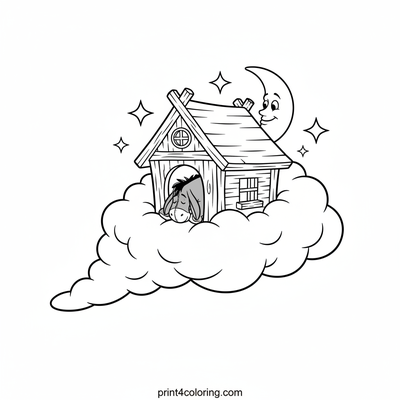 Eeyore's Dreamy Cloud Nap - free printable coloring page