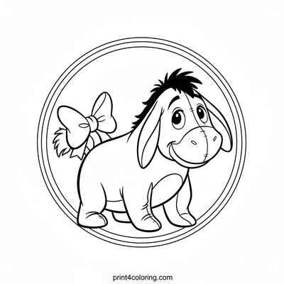 Eeyore's Sweet Pink Bow Day - free printable coloring page