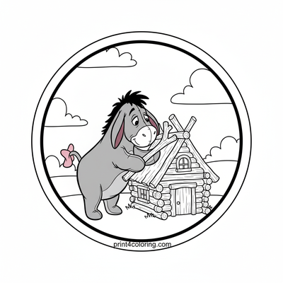 Eeyore's Wobbly Stick House Adventure - free printable coloring page