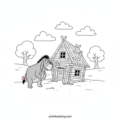 Eeyore's Wobbly Home Adventure - free printable coloring page