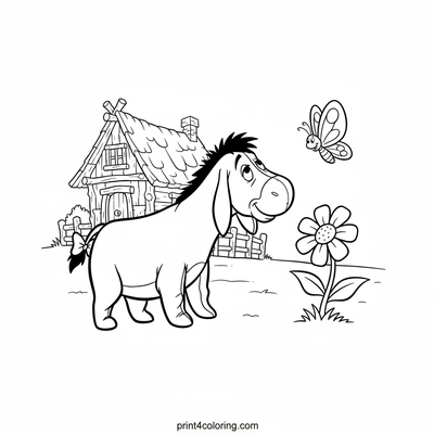 Eeyore's Peaceful Butterfly Friend - free printable coloring page