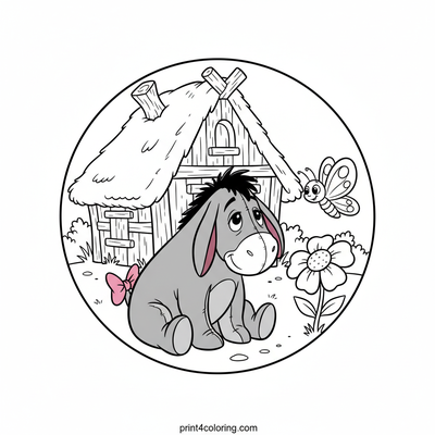 Eeyore's Gentle Butterfly Friend - free printable coloring page
