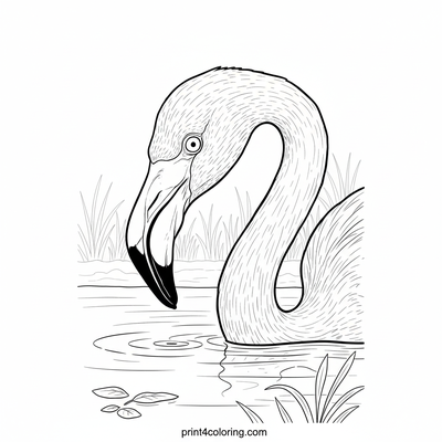 Elegant Flamingo's Graceful Forage - free printable coloring page