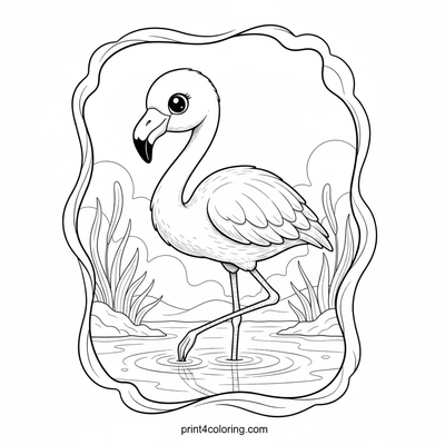 Graceful Flamingo Foraging - free printable coloring page
