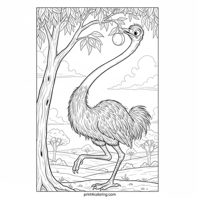 Emu's Epic Snack Stretch - free printable coloring page