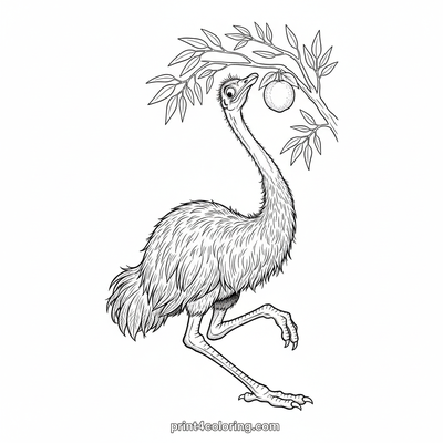 Emu's Epic Reach for a Tasty Treat - free printable coloring page