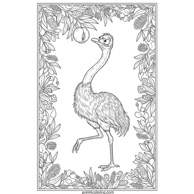 Emu's High-Flying Fruit Quest - free printable coloring page
