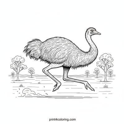 Dynamic Emu Outback Sprint - free printable coloring page
