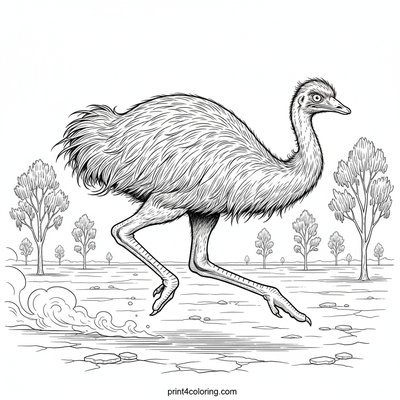 Outback Emu Racer - free printable coloring page