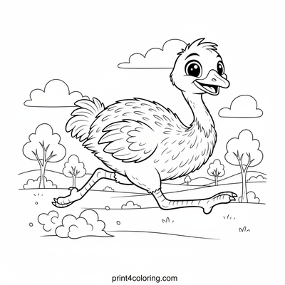 Emu's Outback Sprint: A Cozy Dash - free printable coloring page