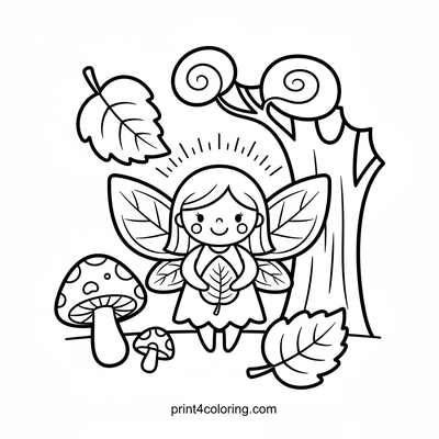 Enchanted Autumn Leaf Fairy - free printable coloring page