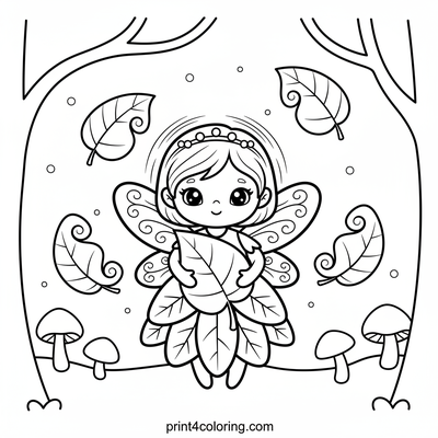 Whimsical Autumn Fairy - free printable coloring page