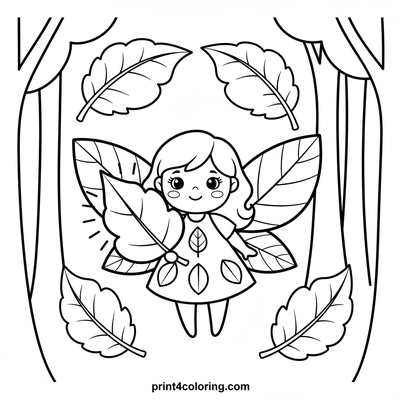 Autumn Fairy's Enchanted Leaf - free printable coloring page