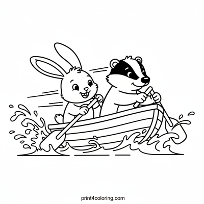 The Great River Race: Rabbit & Badger's Adventure! - free printable coloring page