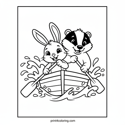 The Speedy Rowboat Race - free printable coloring page